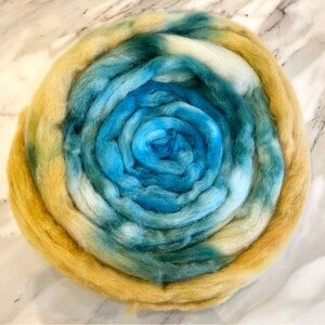Hand Dyed Wool Roving in Coast
